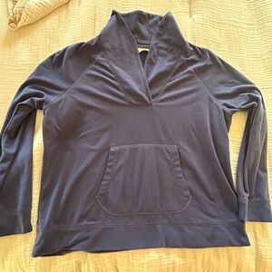 LL Bean Cozy Soft Fleece Cowl Neck Pullover kangaroo pocket petite large